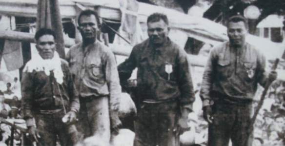 Photograph of jangadeiros on arrival in Rio de Janeiro in 1941